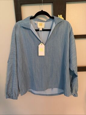 Emily McCarthy Denim Long Sleeve Poppy Top